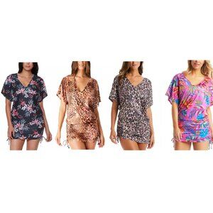 NWT Bar III Women's V-Neck Pullover Swim Coverup Dress Sizes M-L $90 LLL523